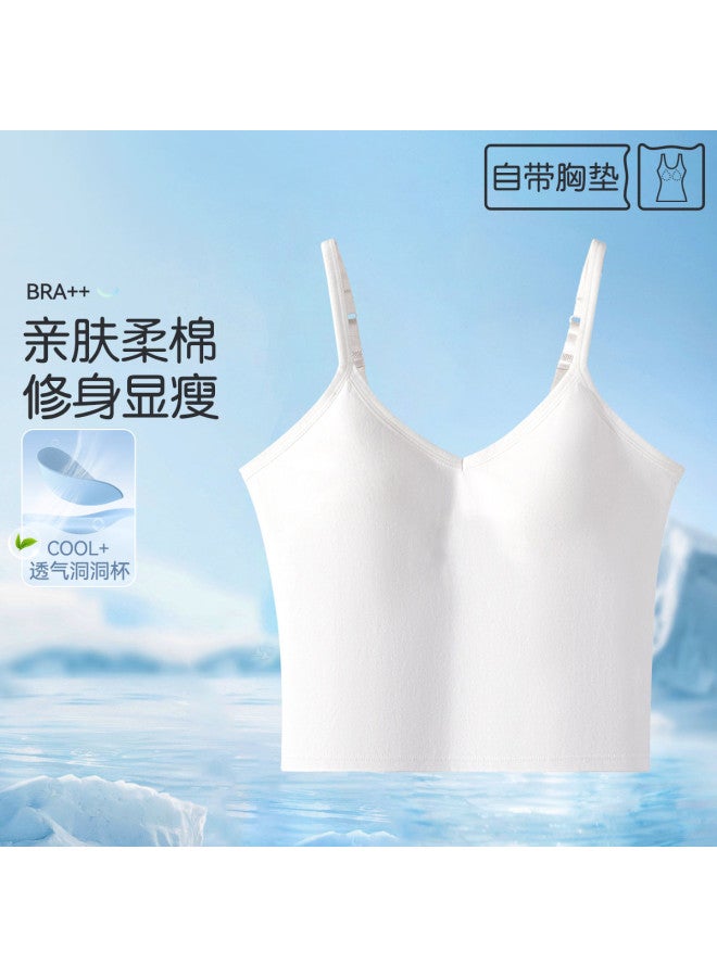 MIIOW Women'S Camisole With Built-In Bra, Solid Color Sports Undershirt, Korean Style Versatile Layering Top For Spring And Autumn - Image 2