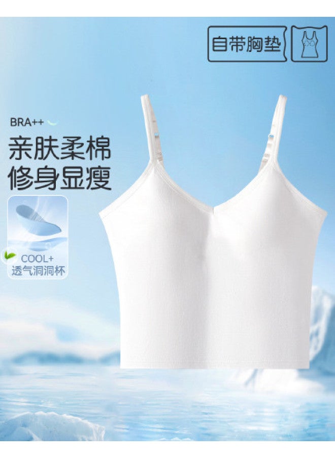 MIIOW Women'S Camisole With Built-In Bra, Solid Color Sports Undershirt, Korean Style Versatile Layering Top For Spring And Autumn - Image 1