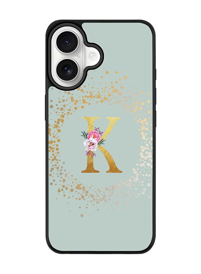 Stylizedd iPhone 17 Case, [Compatible with MagSafe] Slim Magnetic cover Phone Case iPhone 17 -Custom Monogram Floral - K  (Light Grey ) - Image 1