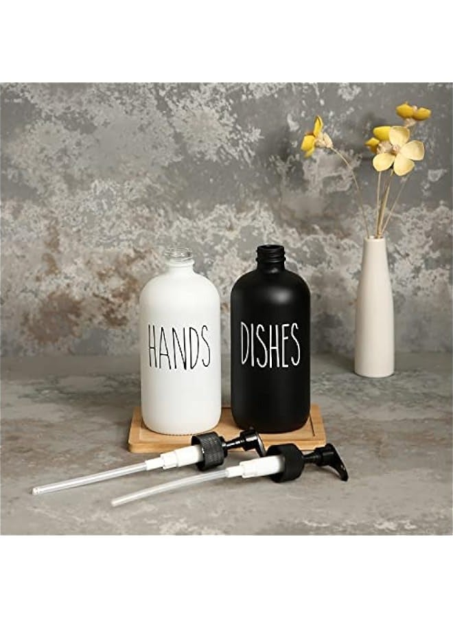 MIXDE 2-Pack Soap Dispenser Set: Dish Soap & Hand Soap, 16 oz Glass with Black Plastic Pumps - Ideal for Black and White Kitchen Decor - Image 3
