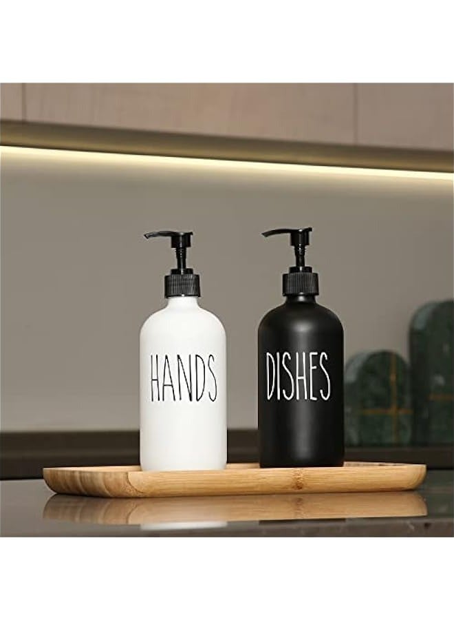 MIXDE 2-Pack Soap Dispenser Set: Dish Soap & Hand Soap, 16 oz Glass with Black Plastic Pumps - Ideal for Black and White Kitchen Decor - Image 4