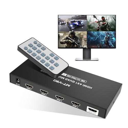 MT-VIKI 4K HDMI Multiviewer 4x1 w/IR Remote, 4K@30Hz Seamless HDMI Switcher 4 in 1 Out for PS4/PS5/Security Camera - Image 1
