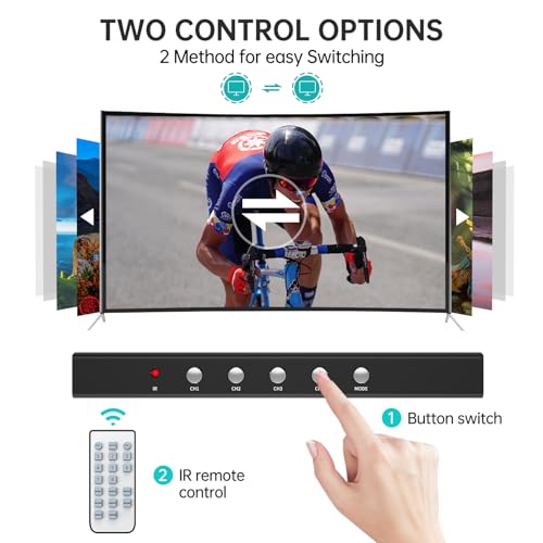 MT-VIKI 4K HDMI Multiviewer 4x1 w/IR Remote, 4K@30Hz Seamless HDMI Switcher 4 in 1 Out for PS4/PS5/Security Camera - Image 3
