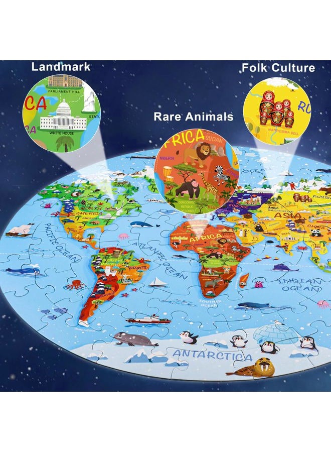 DIGOBAY World Map Jigsaw Puzzle for Kids Ages 3-8, 70 Pieces Globe, Large Round Floor Puzzle for Kids, Toddlers, Geography Games, Educational Toys, Birthday Gifts - Image 4