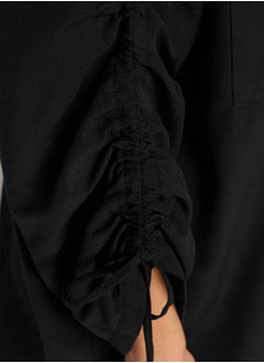 trendyol Black Woven Cotton Shirt with Adjustable Gathering Detail on Sleeves TCTSS23TG00011  - Image 5