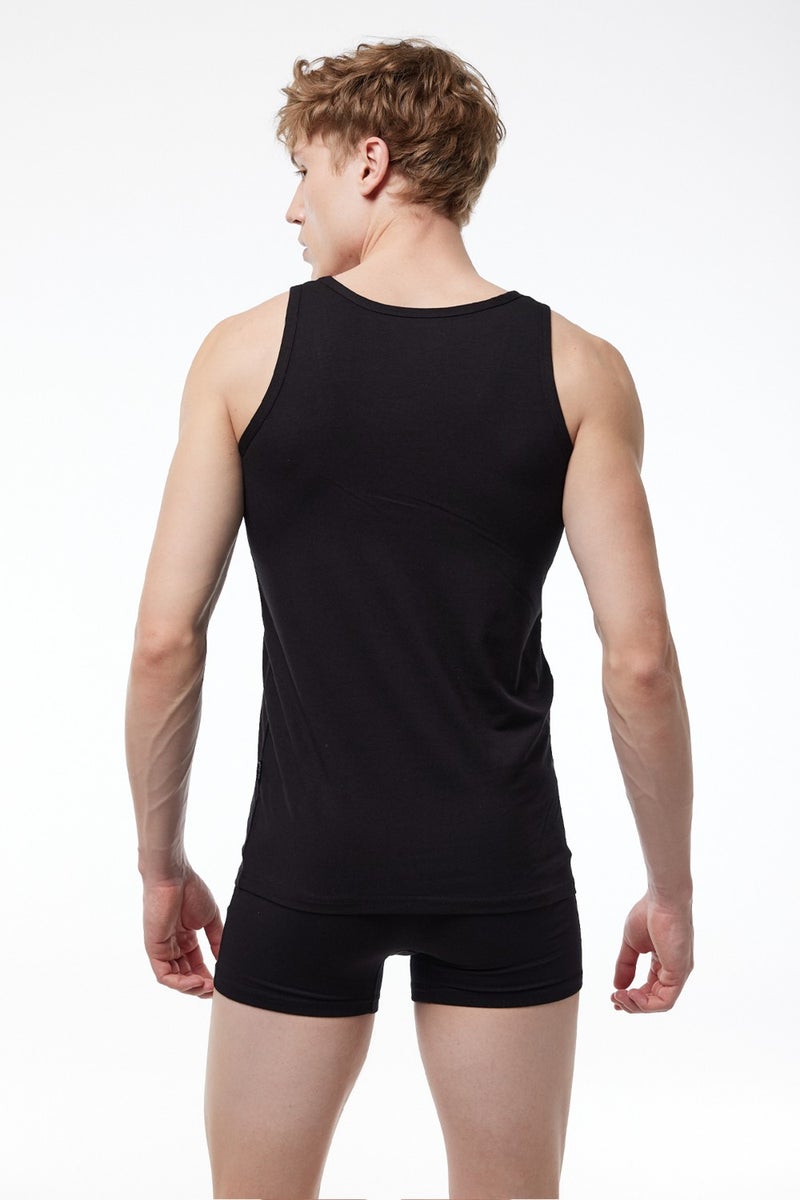 Malabadi Men's Black Modal Undershirt 008  - Image 3