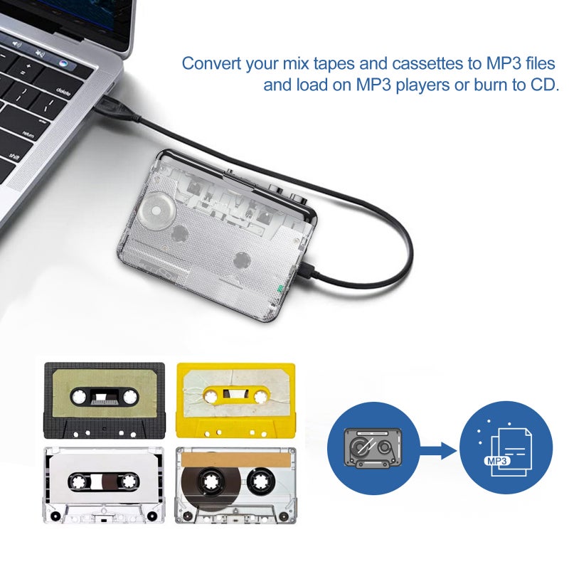 إزكاب كاسيت إلى محول MP3 مشغل كاسيت محمول مدمج شفاف - عكس تلقائي للاستماع في أي مكان - Image 2