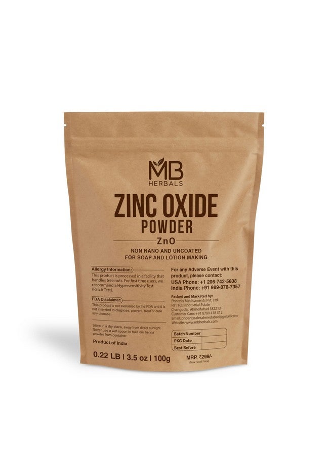 MB Herbals Zinc Oxide Powder 3.5 oz | Uncoated & Non-Nano | for DIY Sunscreen Lotion & Cream