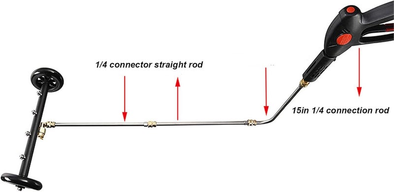 كلاراكو منظف الهيكل السفلي، مكنسة غسيل أسفل السيارة بالماء بضغط 1000-4000 رطل لكل بوصة مربعة مع عصا تمديد من قطعتين، 4 فوهات، موصل 1/4، منظف لغسالة الضغط - Image 3