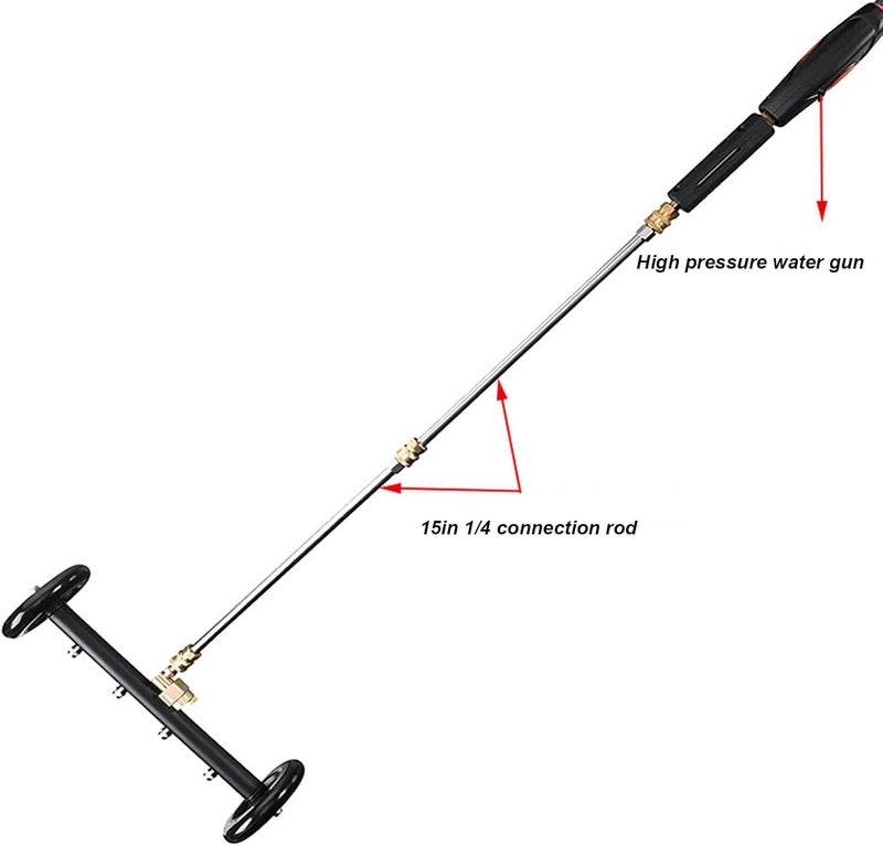 كلاراكو منظف الهيكل السفلي، مكنسة غسيل أسفل السيارة بالماء بضغط 1000-4000 رطل لكل بوصة مربعة مع عصا تمديد من قطعتين، 4 فوهات، موصل 1/4، منظف لغسالة الضغط - Image 5