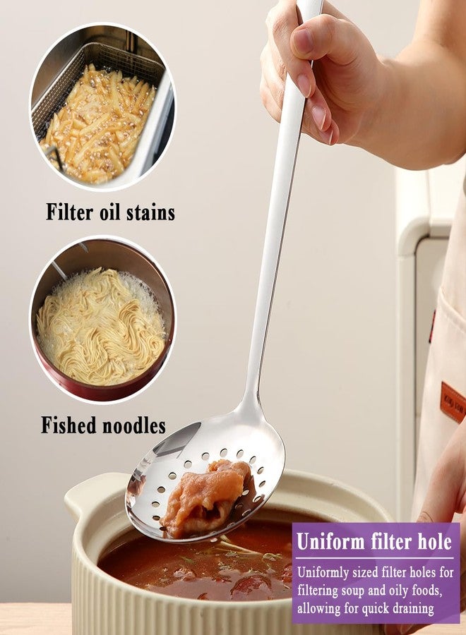 Berglander Slotted Spoons for Straining 2 pcs 13", Stainless Steel Kitchen Spider Strainer Skimmer Ladle for Straining Pasta/Cooking/Frying, Metal Kitchen Utensils Pasta Spoon - Image 5