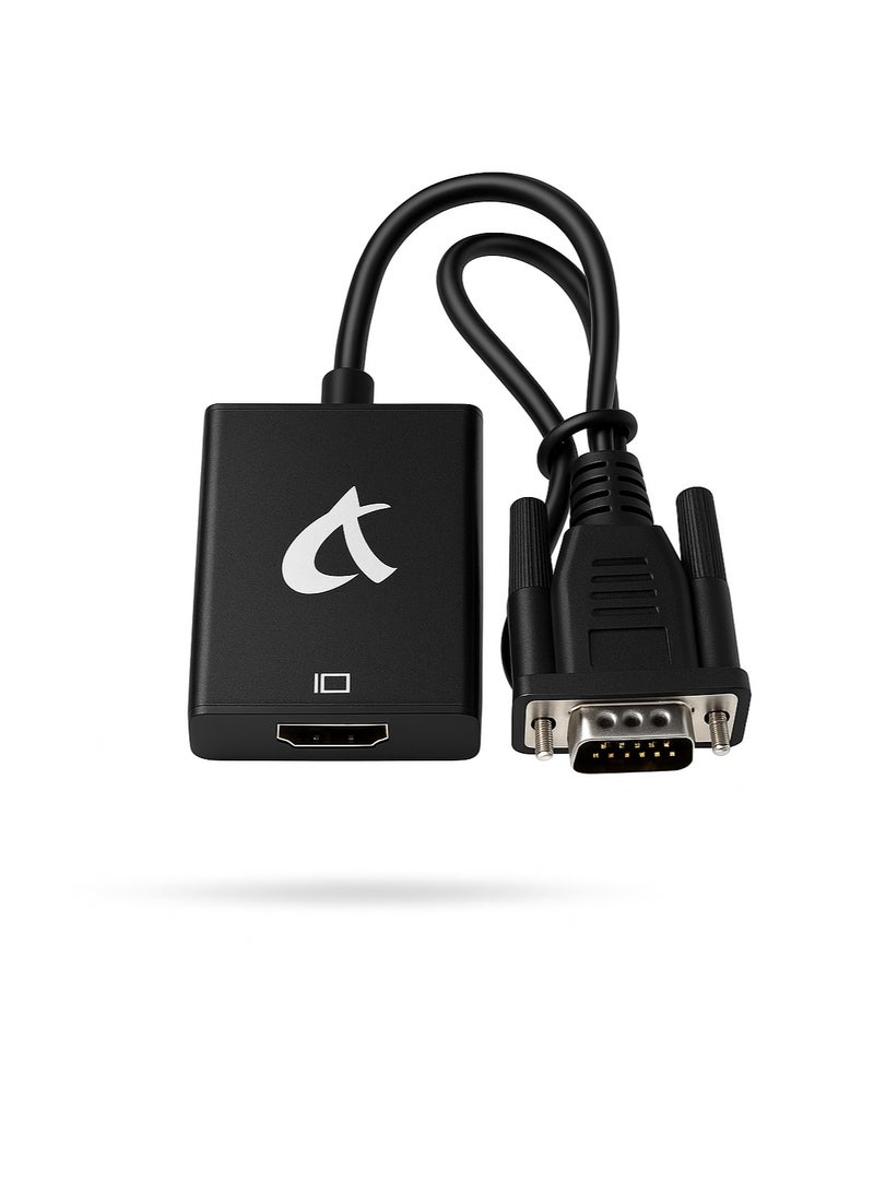 FUJISHKA VGA to HDMI Converter Adapter, VGA Male to HDMI Female Cable with 1080P HD Video and Audio Support – for Connecting Old PC, Laptop with VGA Output to Monitor, HDTV, Projector – Includes 3.5mm Audio and USB Cable  - Image 1