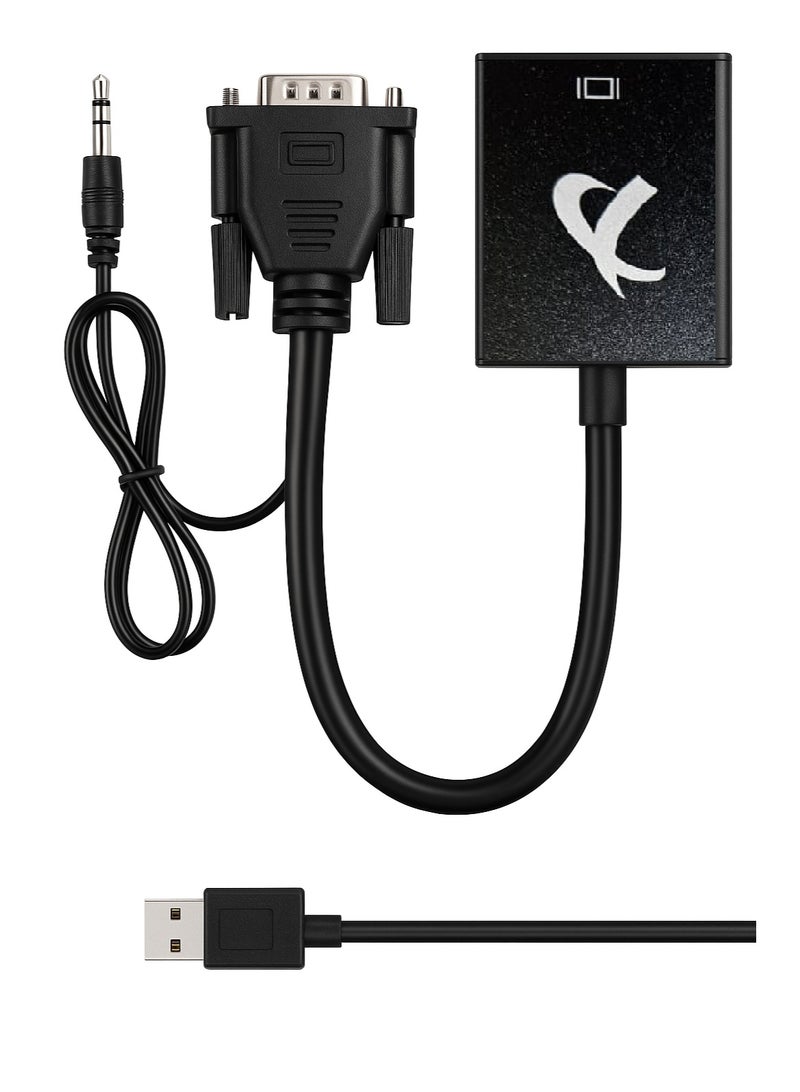 FUJISHKA VGA to HDMI Converter Adapter, VGA Male to HDMI Female Cable with 1080P HD Video and Audio Support – for Connecting Old PC, Laptop with VGA Output to Monitor, HDTV, Projector – Includes 3.5mm Audio and USB Cable  - Image 3
