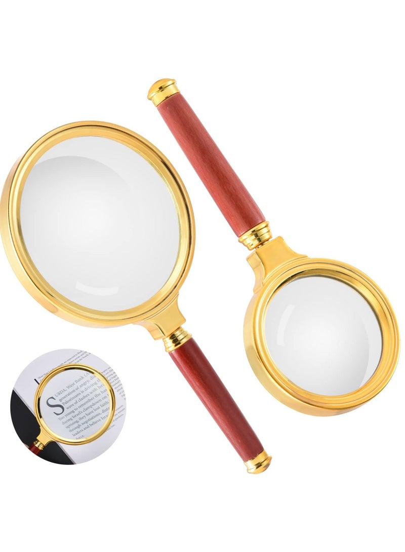 SYOSI Magnifying Glass, 2 Pack 10X and 6X Handheld Magnifier for Hobbies Reading Work Coin Seniors Soldering Exploring Inspection Craft Jewelry, Kids Carry Travel Best Gift - Image 1