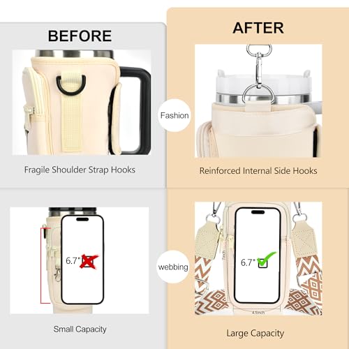 LOKASS Personalized Water Bottle Holder with Strap for Stanley Cup Accessories 40 oz Tumbler, Initial Water Bottle Carrier Bag W/Phone Pocket, for Women,Ideal for Thanksgiving/Christmas/New Year - Image 4