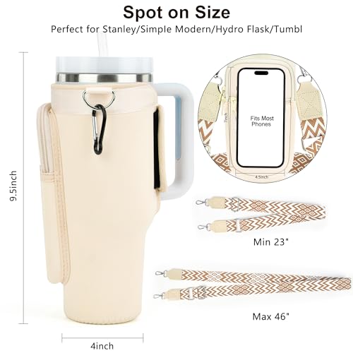 LOKASS Personalized Water Bottle Holder with Strap for Stanley Cup Accessories 40 oz Tumbler, Initial Water Bottle Carrier Bag W/Phone Pocket, for Women,Ideal for Thanksgiving/Christmas/New Year - Image 5
