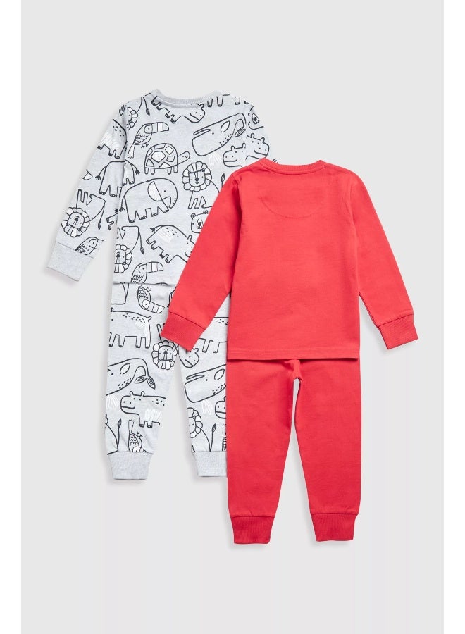 mothercare Lion and Elephant Pyjamas - 2 Pack  - Image 2