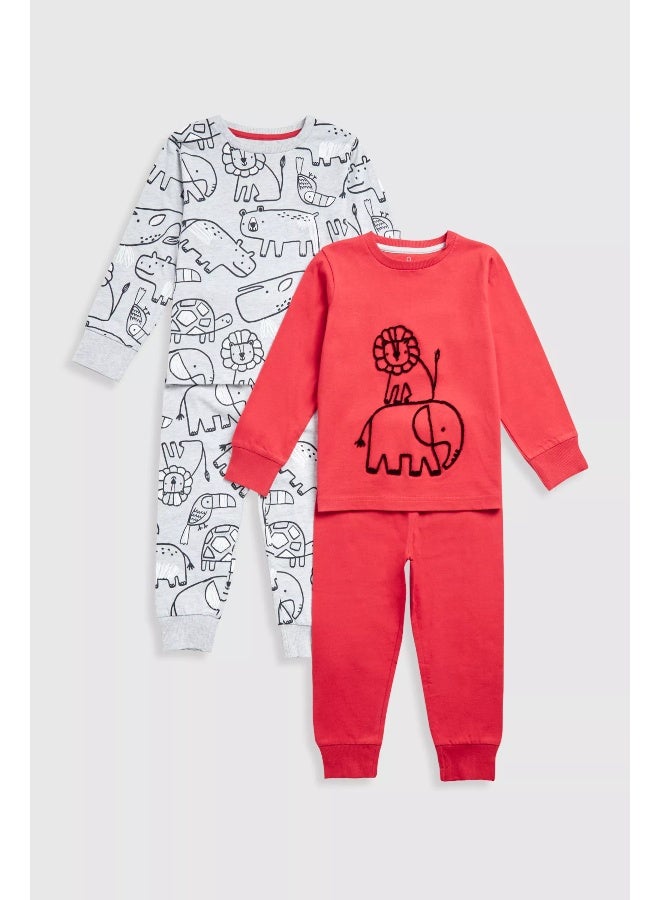 mothercare Lion and Elephant Pyjamas - 2 Pack  - Image 1