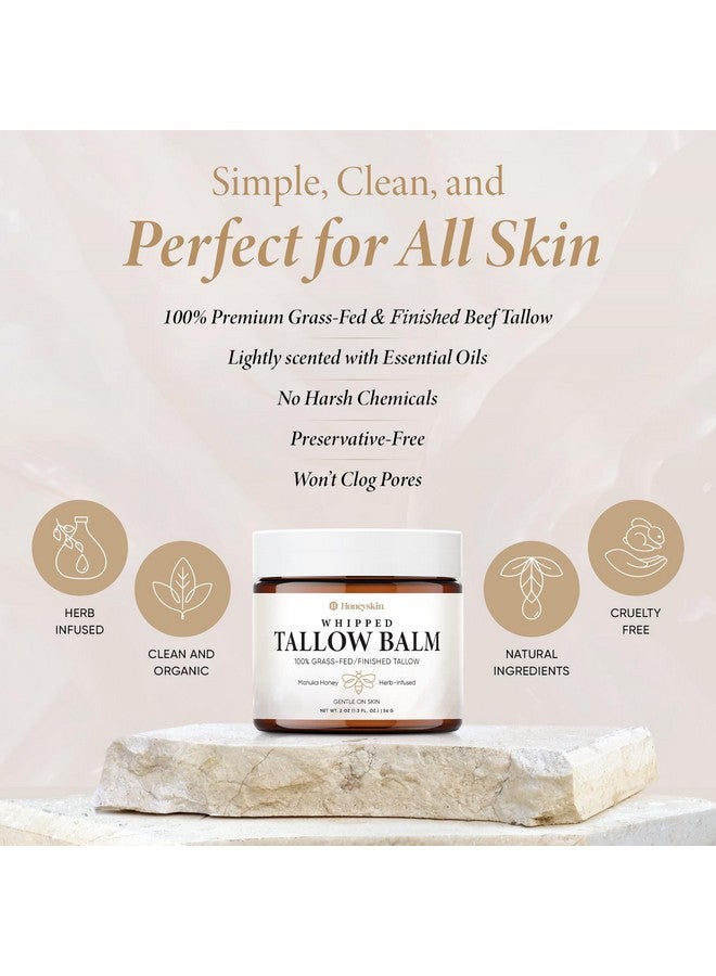 هوني سكن بلسم شحم البقر المخفوق ببشرة العسل والعسل - 100% شحم بقري طبيعي يتغذى على العشب لترطيب البشرة والوجه، مغذي ومرطب للبشرة الجافة والحساسة - عناية ناعمة ولطيفة ومهدئة 2 أونصة. - Image 3