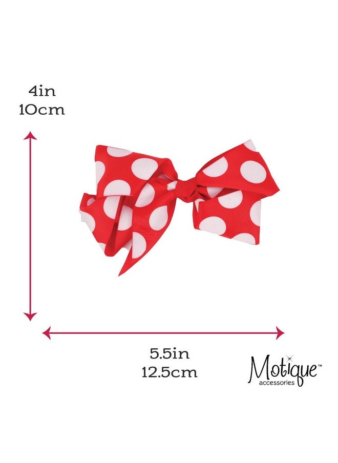 Motique Accessories 6 Inch Grosgrain Hair Bow Hair Clip for Girls - Red  - Image 4