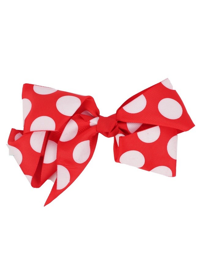 Motique Accessories 6 Inch Grosgrain Hair Bow Hair Clip for Girls - Red  - Image 1