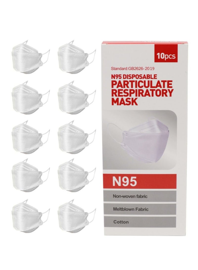 Pack Of 10 N95 Disposable Particulate Respiratory Face Mask for Adults White - Image 1