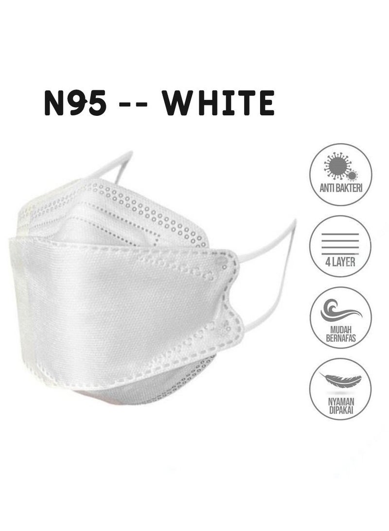 Pack Of 10 N95 Disposable Particulate Respiratory Face Mask for Adults White - Image 2
