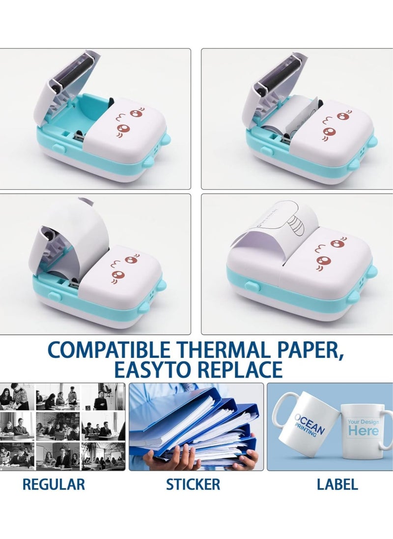 Generic - Mini  Printer,Portable Labler Maker with 13 Rolls Paper,Bluetooth Sticker Printer Wireless Inkless printer Compatible with iOS/Android for Study Notes Journal,Memo,Photo,Lists,QR,Adress - Image 1