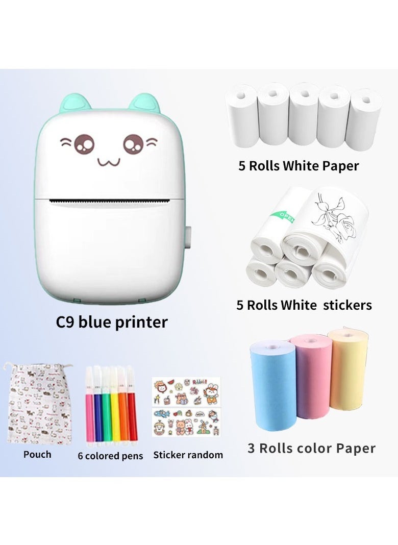 Generic - Mini  Printer,Portable Labler Maker with 13 Rolls Paper,Bluetooth Sticker Printer Wireless Inkless printer Compatible with iOS/Android for Study Notes Journal,Memo,Photo,Lists,QR,Adress - Image 1