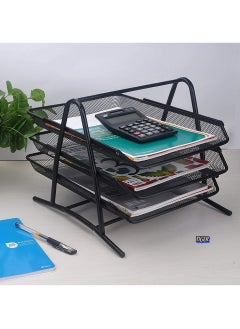 TIGER 3-Tier Metal Mesh File Organizer – Desk Tray for A4 Papers, Letters & Folders, Desktop Storage Solution for Office & Home UseEfficient 3-Tier Design – The 3-tier metal mesh file organizer offers ample storage space for A4 papers, letters, and folders, helping you keep your desk organized and clutter-free, whether in your home office or professional workspace.  - Image 1