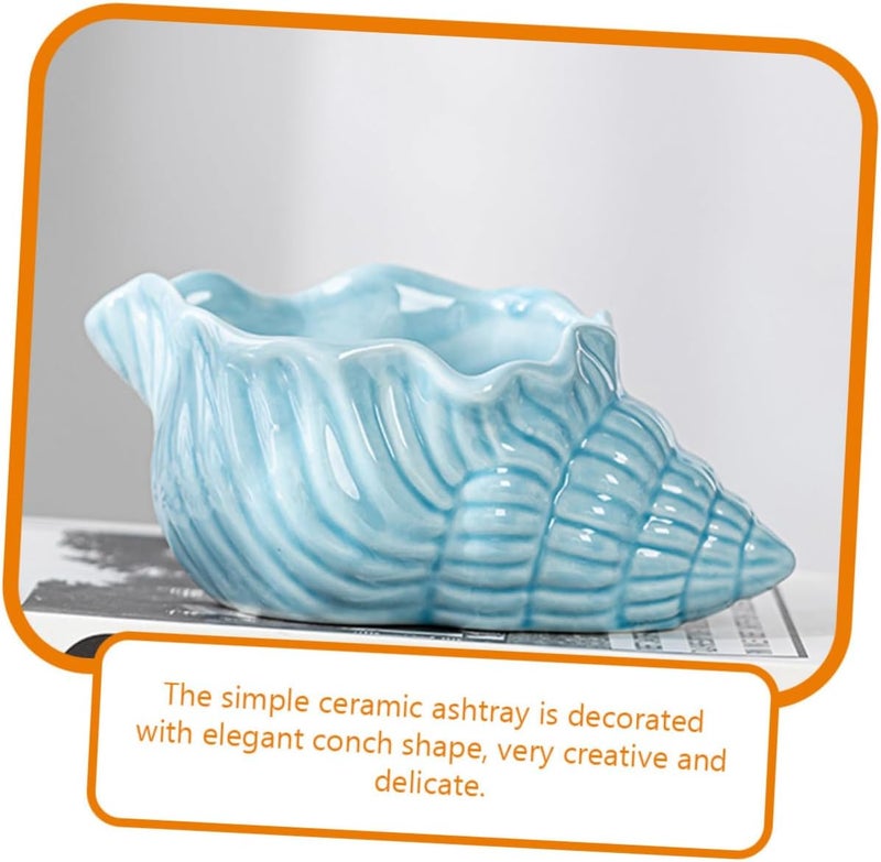 Ceramic Conch Ashtray Large Smooth Surface Decorative Desktop Ashtray for Office Home Bar Sturdy Non-deformable Craft with Clean Surface Prevents Ash Drop for Tidy Tabletop - Image 3