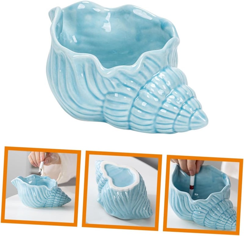 Ceramic Conch Ashtray Large Smooth Surface Decorative Desktop Ashtray for Office Home Bar Sturdy Non-deformable Craft with Clean Surface Prevents Ash Drop for Tidy Tabletop - Image 5