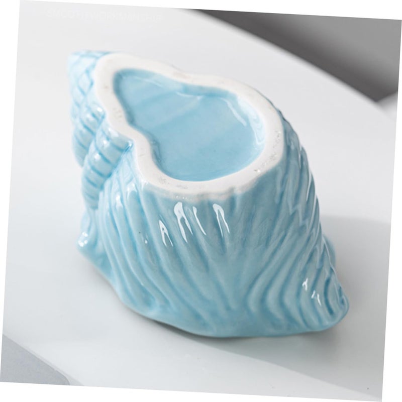 Ceramic Conch Ashtray Large Smooth Surface Decorative Desktop Ashtray for Office Home Bar Sturdy Non-deformable Craft with Clean Surface Prevents Ash Drop for Tidy Tabletop - Image 2