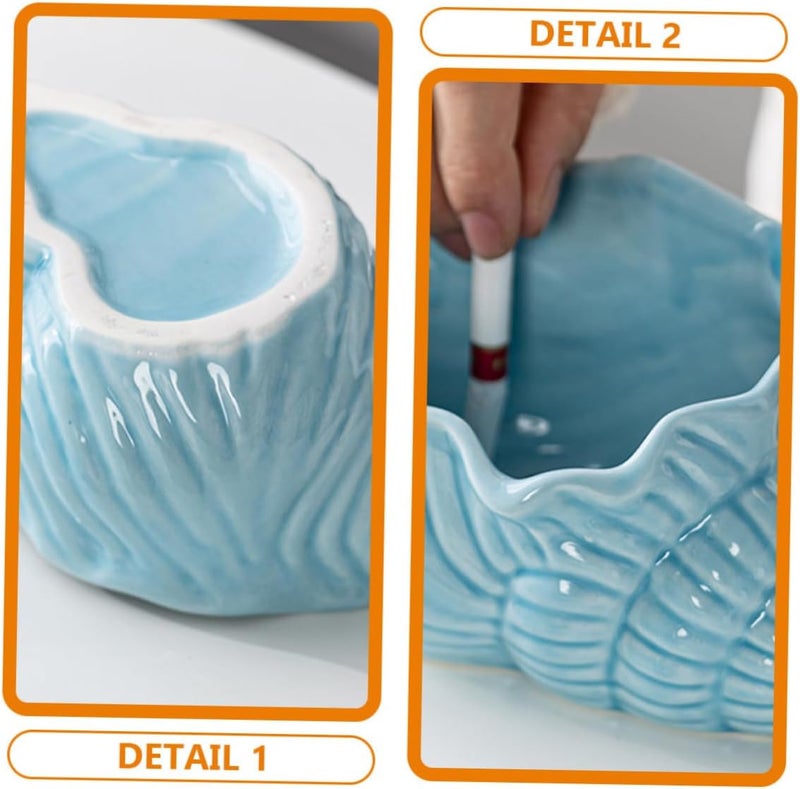 Ceramic Conch Ashtray Large Smooth Surface Decorative Desktop Ashtray for Office Home Bar Sturdy Non-deformable Craft with Clean Surface Prevents Ash Drop for Tidy Tabletop - Image 4