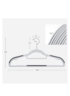 TYCOM Tycom Clothes Hangers, Heavy Duty Durable Standard Clothes Hanger, Plastic Suit Coat Shirt Hangers, 50 PACK Space Saving Clothes Hanger with Rubber Coating 16.5Inches - 50pcs Dark Grey)  - Image 2