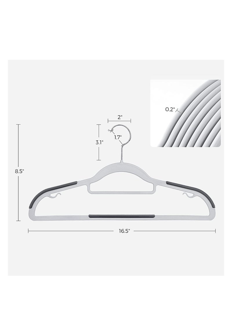 Clothes Hangers, Heavy Duty Durable Standard Clothes Hanger, Plastic Suit Coat Shirt Hangers, 50 PACK Space Saving Clothes Hanger with Rubber Coating 16.5Inches - 50pcs Dark Grey)