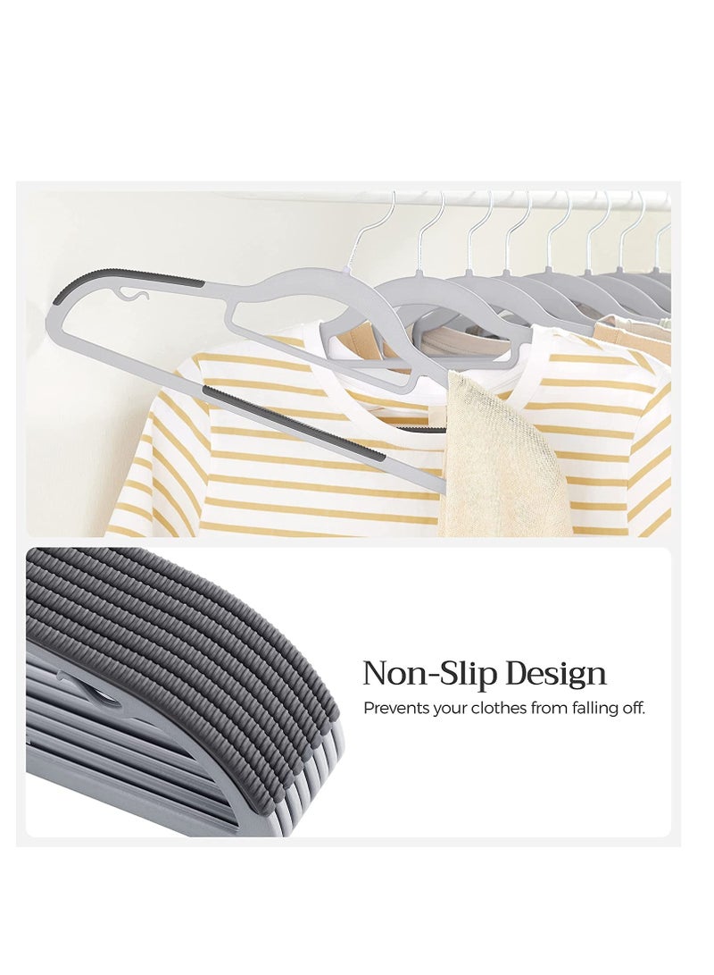 Clothes Hangers, Heavy Duty Durable Standard Clothes Hanger, Plastic Suit Coat Shirt Hangers, 50 PACK Space Saving Clothes Hanger with Rubber Coating 16.5Inches - 50pcs Dark Grey)