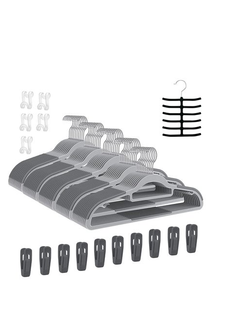 Clothes Hangers, Heavy Duty Durable Standard Clothes Hanger, Plastic Suit Coat Shirt Hangers, 50 PACK Space Saving Clothes Hanger with Rubber Coating 16.5Inches - 50pcs Dark Grey)