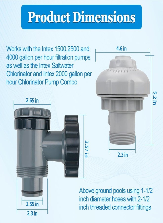 Rugam Plunger Valve for Intex Pools, Above-Ground Pool Filter Pump On/Off Plunger Valve Part with Strainer, Compatible with Intex, Coleman Frame Set & Ultra Frame Pools, Pool Drain Valve Replacement Parts - Image 2