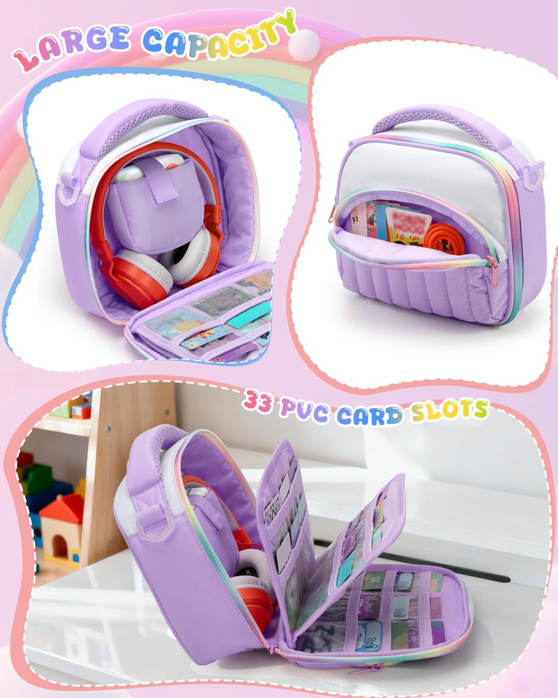 Marscamd Quilted Travel Case Compatible with Yoto Mini (with 33 Card Slots), Carrying Case Compatible with 2024 Yoto Mini, Headphone and Accessories, Purple - Image 3