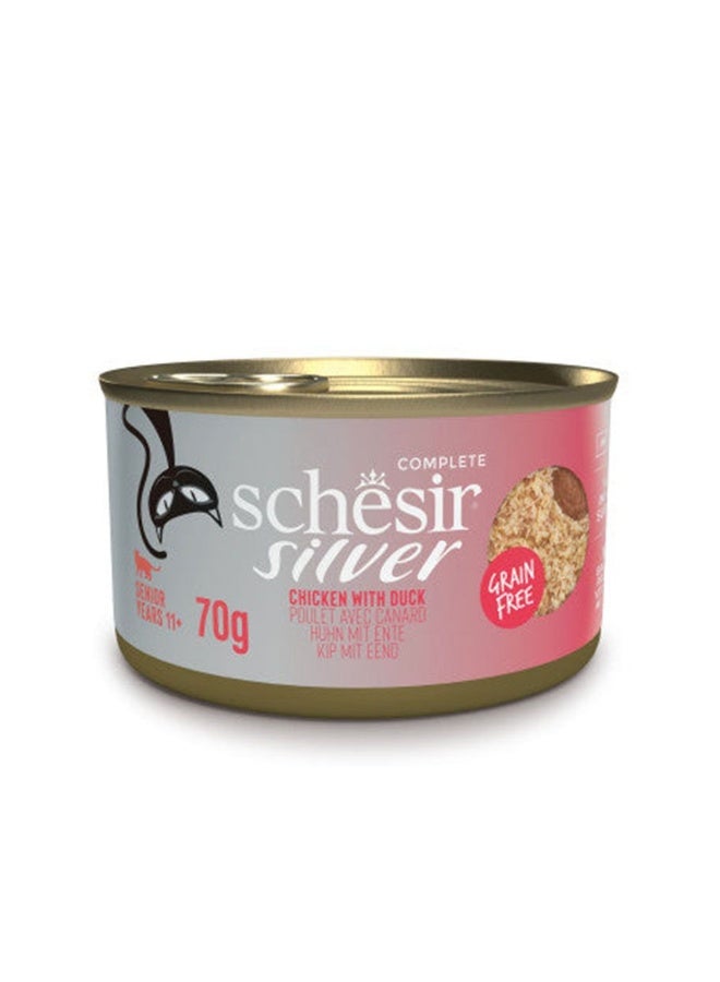 Schesir New Silver Mousse&Fillet Senior Cat Chickn-Duck 70g can