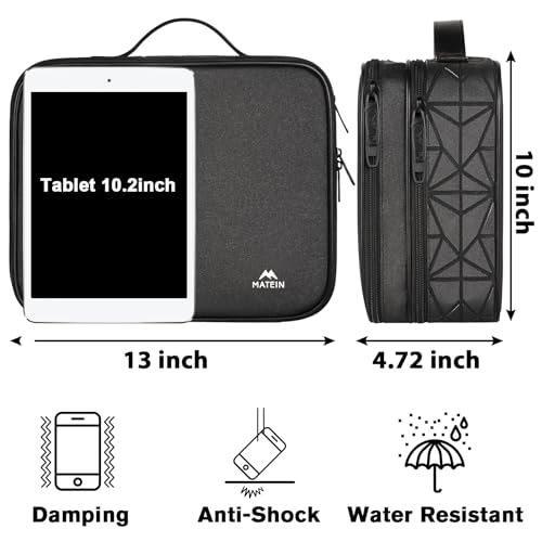 MATEIN حقيبة تنظيم الكابلات MATEIN مع فاصل قابل للتعديل، حقيبة ملفات كابلات DJ لمعدات DJ، أدوات الصوت وملحقات الموسيقى، حقائب كابلات مزدوجة الطبقات مقاومة للصدمات، سوداء - Image 4