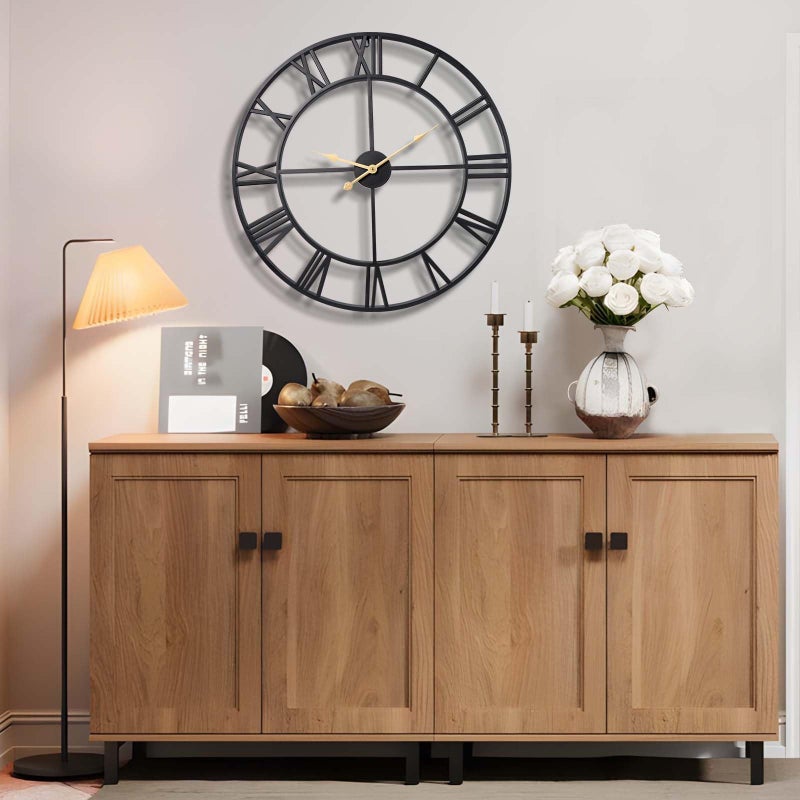 Vantic 32 Inch Large Wall Clock, Roman Numeral Metal Oversized Wall Clocks for Living Room Decor, Bedroom and Kitchen, Completely Silent, Non Ticking, Battery Operated - Image 5