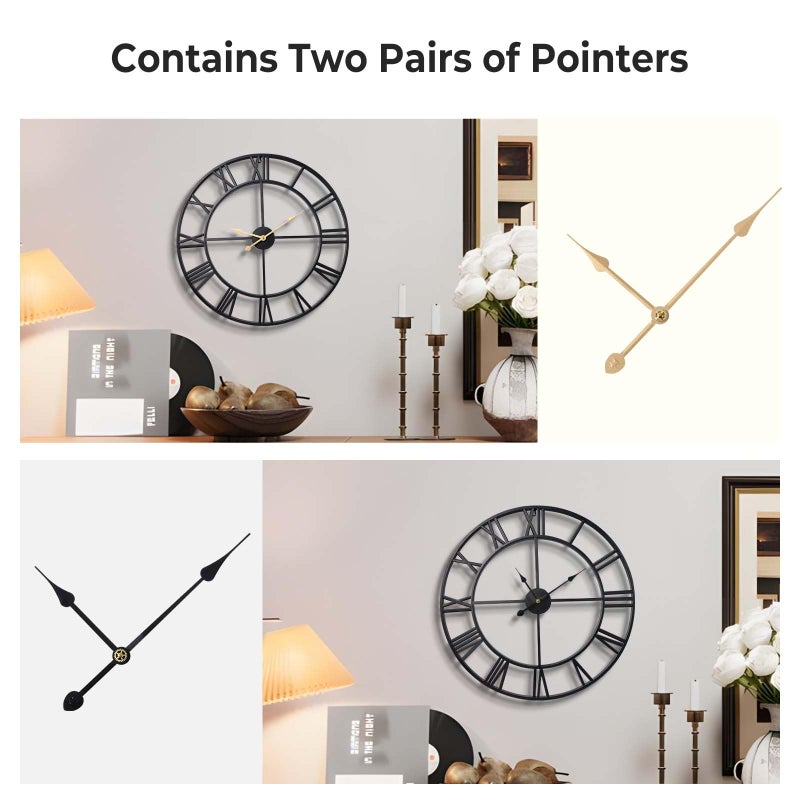 Vantic 32 Inch Large Wall Clock, Roman Numeral Metal Oversized Wall Clocks for Living Room Decor, Bedroom and Kitchen, Completely Silent, Non Ticking, Battery Operated - Image 3