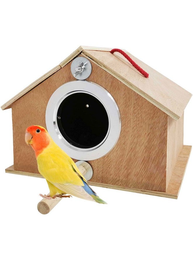 Kathson - Parakeet Nest Box Bird Nesting House Parrot Breeding Mating Box For Lovebirds Cockatiel Budgie Finch (10.1''X8.5''X7.3'') - Image 1