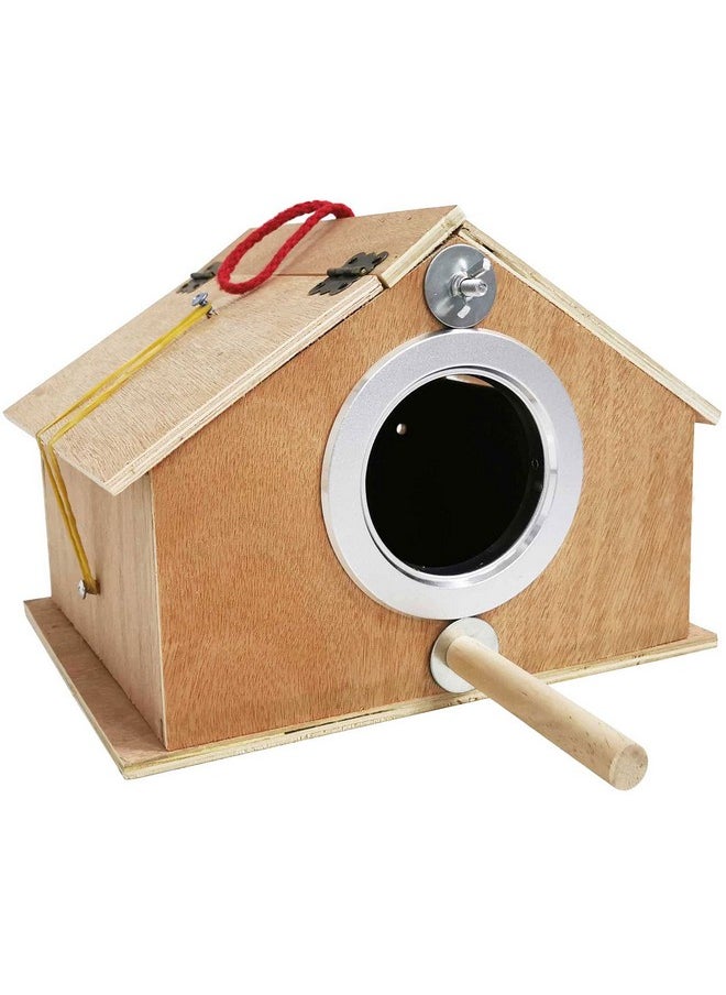 Kathson - Parakeet Nest Box Bird Nesting House Parrot Breeding Mating Box For Lovebirds Cockatiel Budgie Finch (10.1''X8.5''X7.3'') - Image 1