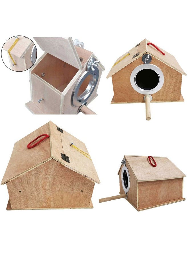 Kathson - Parakeet Nest Box Bird Nesting House Parrot Breeding Mating Box For Lovebirds Cockatiel Budgie Finch (10.1''X8.5''X7.3'') - Image 1