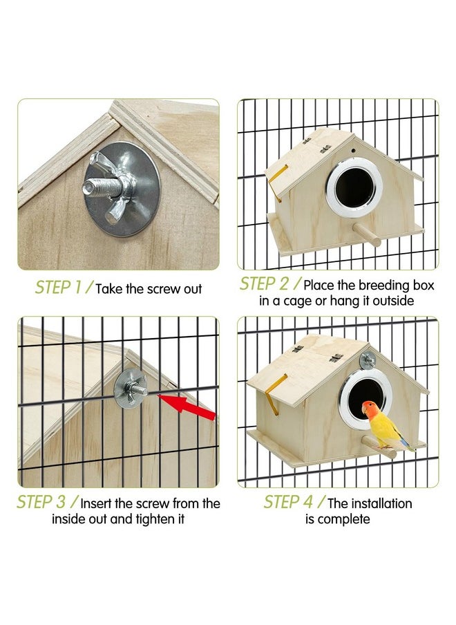 Kathson - Parakeet Nest Box Bird Nesting House Parrot Breeding Mating Box For Lovebirds Cockatiel Budgie Finch (10.1''X8.5''X7.3'') - Image 1