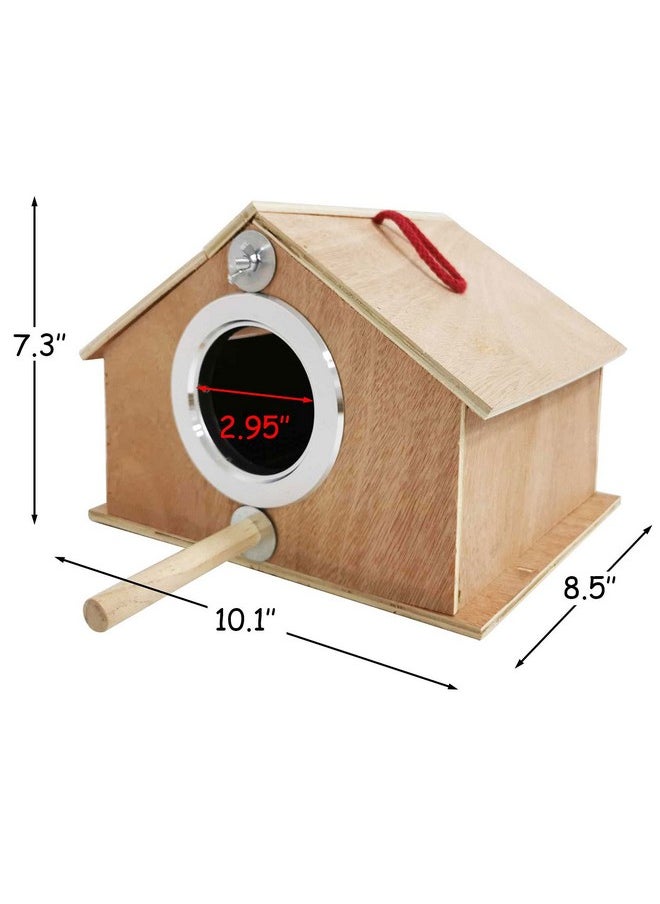 Kathson - Parakeet Nest Box Bird Nesting House Parrot Breeding Mating Box For Lovebirds Cockatiel Budgie Finch (10.1''X8.5''X7.3'') - Image 1