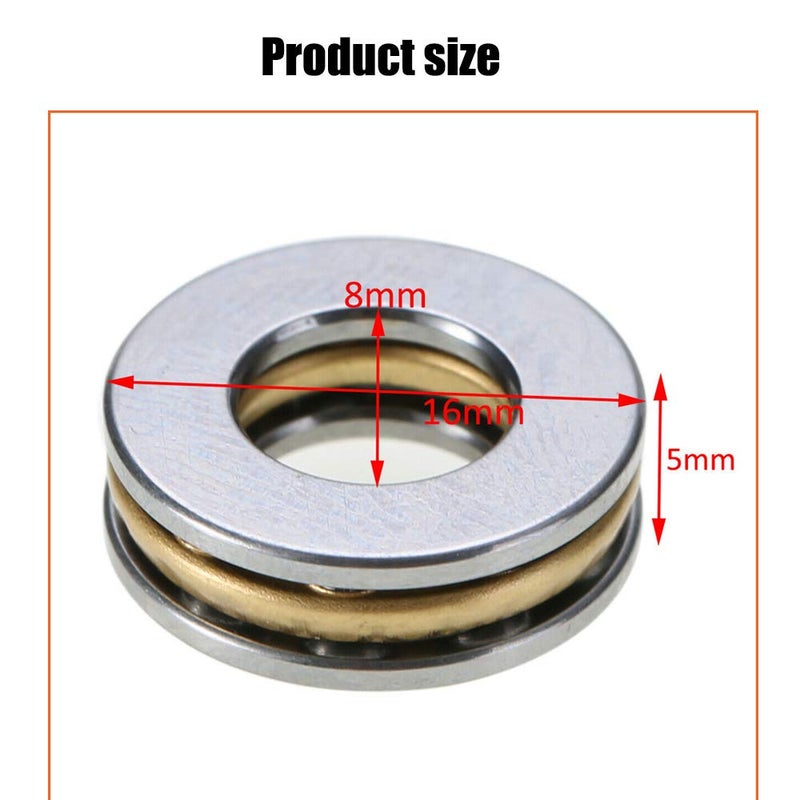Comimark 10PCS Model F8-16M 8 x16 x 5mm Miniature Thrust Axial Metal Ball Bearing - Image 2